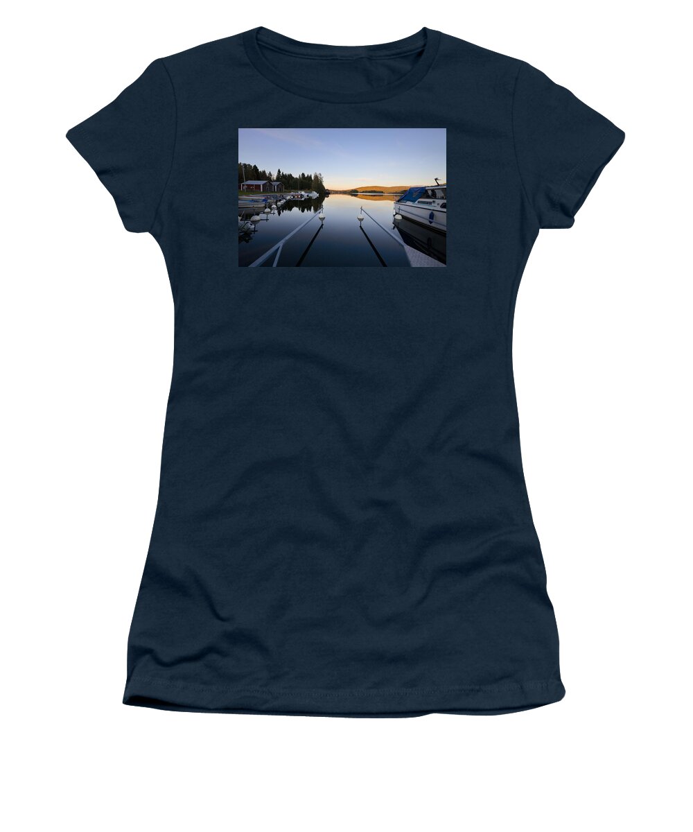 Ship Women's T-Shirt featuring the photograph Marina at sunset #1 by Ulrich Kunst And Bettina Scheidulin