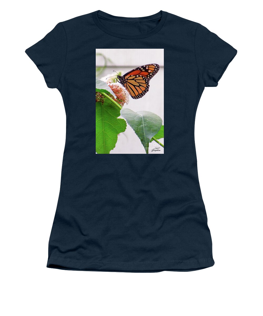 Butterfly Women's T-Shirt featuring the photograph Monarch Butterfly In The Garden 1 by CAC Graphics