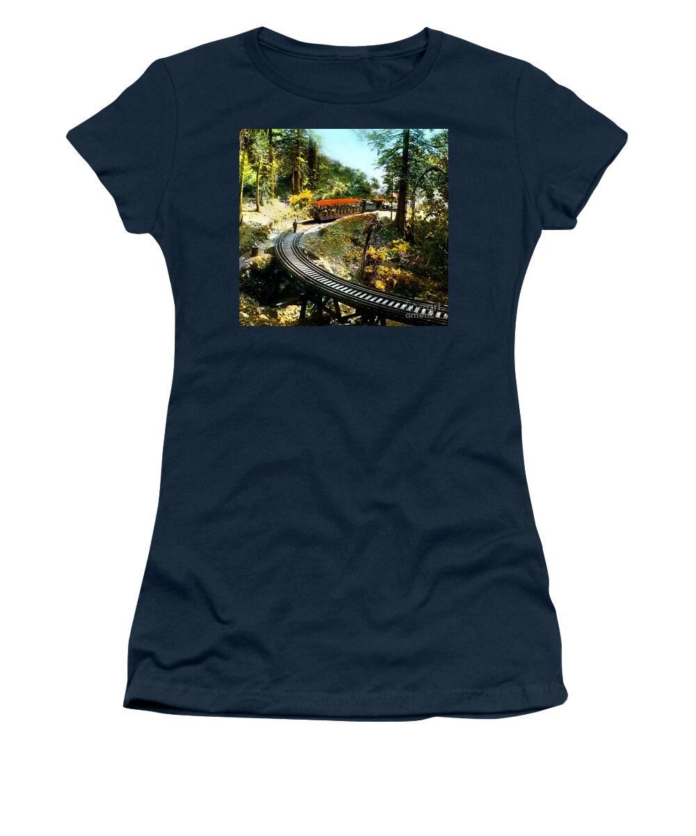 Mount Tamalpais Railway Women's T-Shirt featuring the photograph Mount Tamalpais Railway in the 1890s California #1 by Wernher Krutein