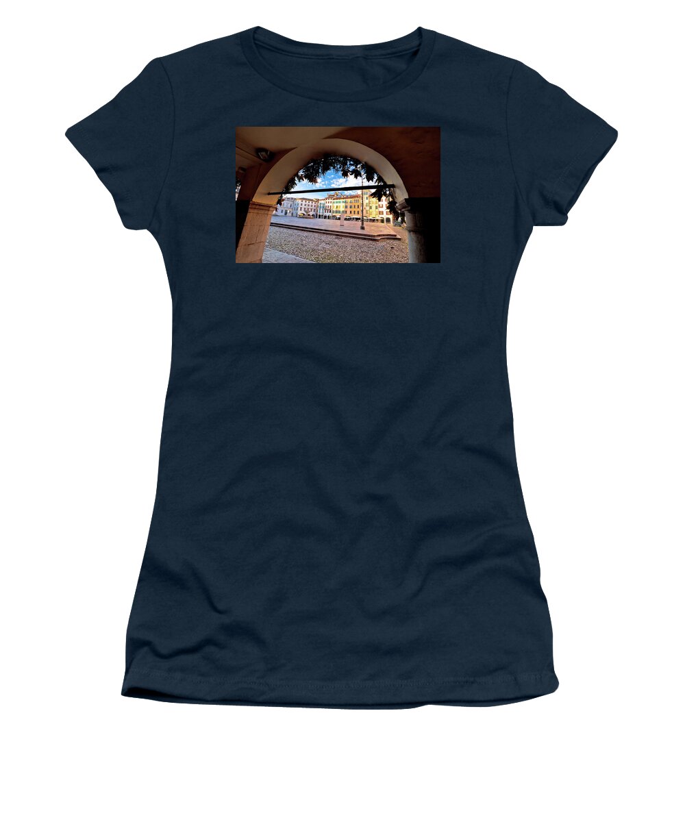 Piazza San Giacomo Women's T-Shirt featuring the photograph Piazza San Giacomo in Udine landmarks view #1 by Brch Photography