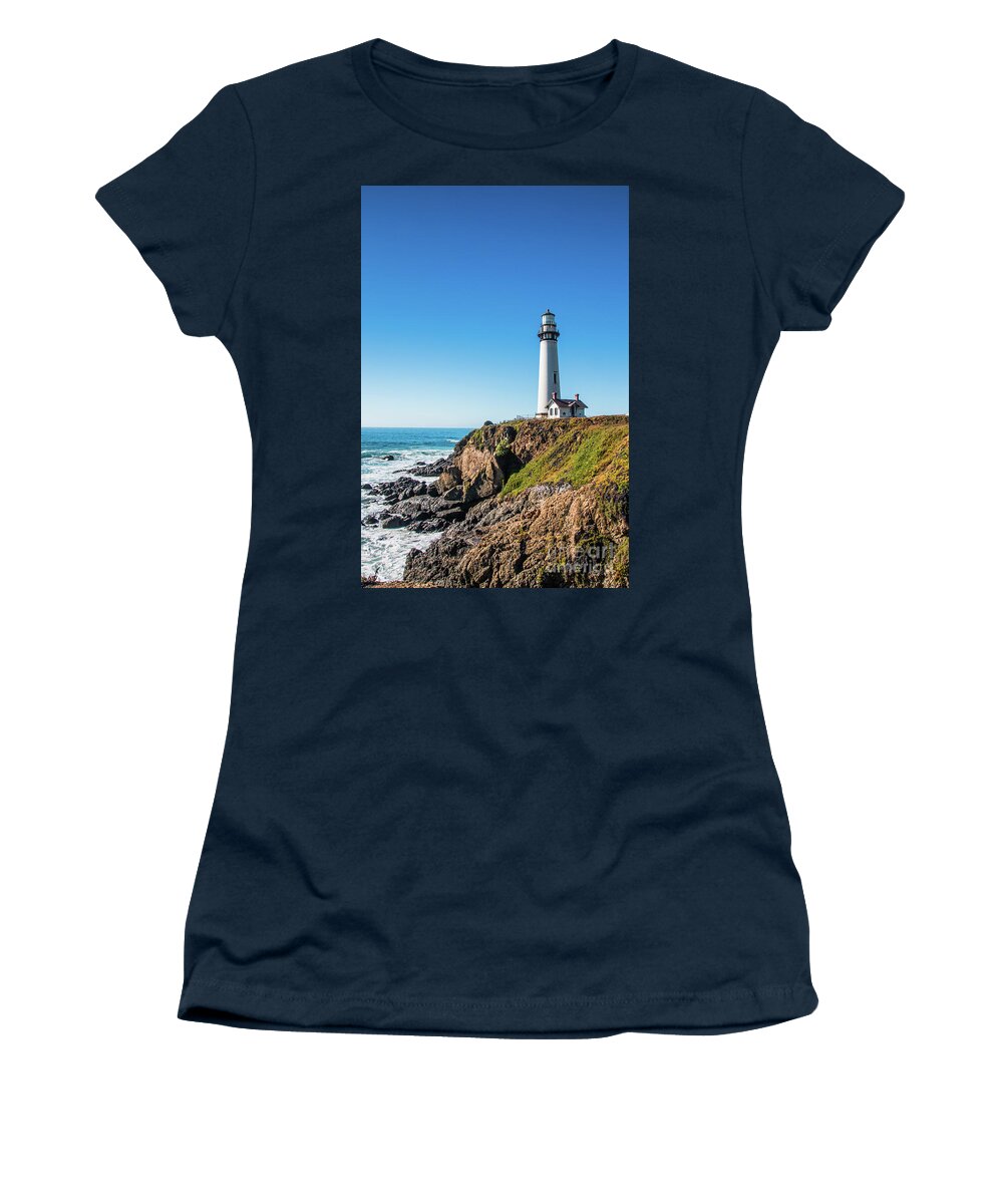 Coastline Women's T-Shirt featuring the photograph Pigeon Point Lighthouse on highway No. 1, California by Amanda Mohler