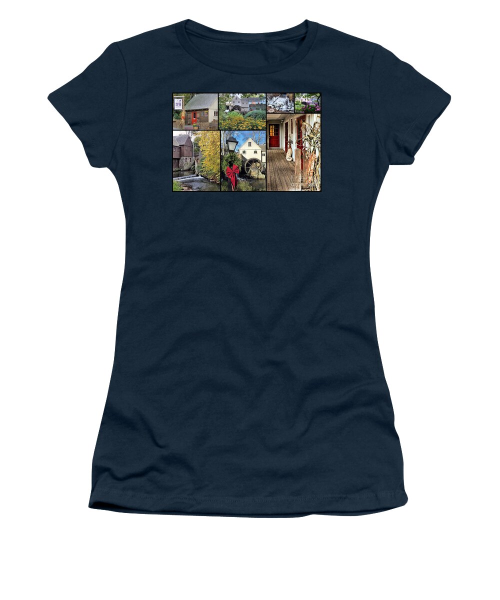 Plimoth Grist Mill Women's T-Shirt featuring the photograph Plimoth Grist Mill at Jenney Pond by Janice Drew