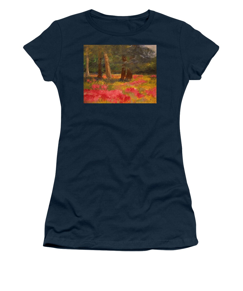 Poppy Painting Women's T-Shirt featuring the painting Poppy Meadow by Julie Lueders 