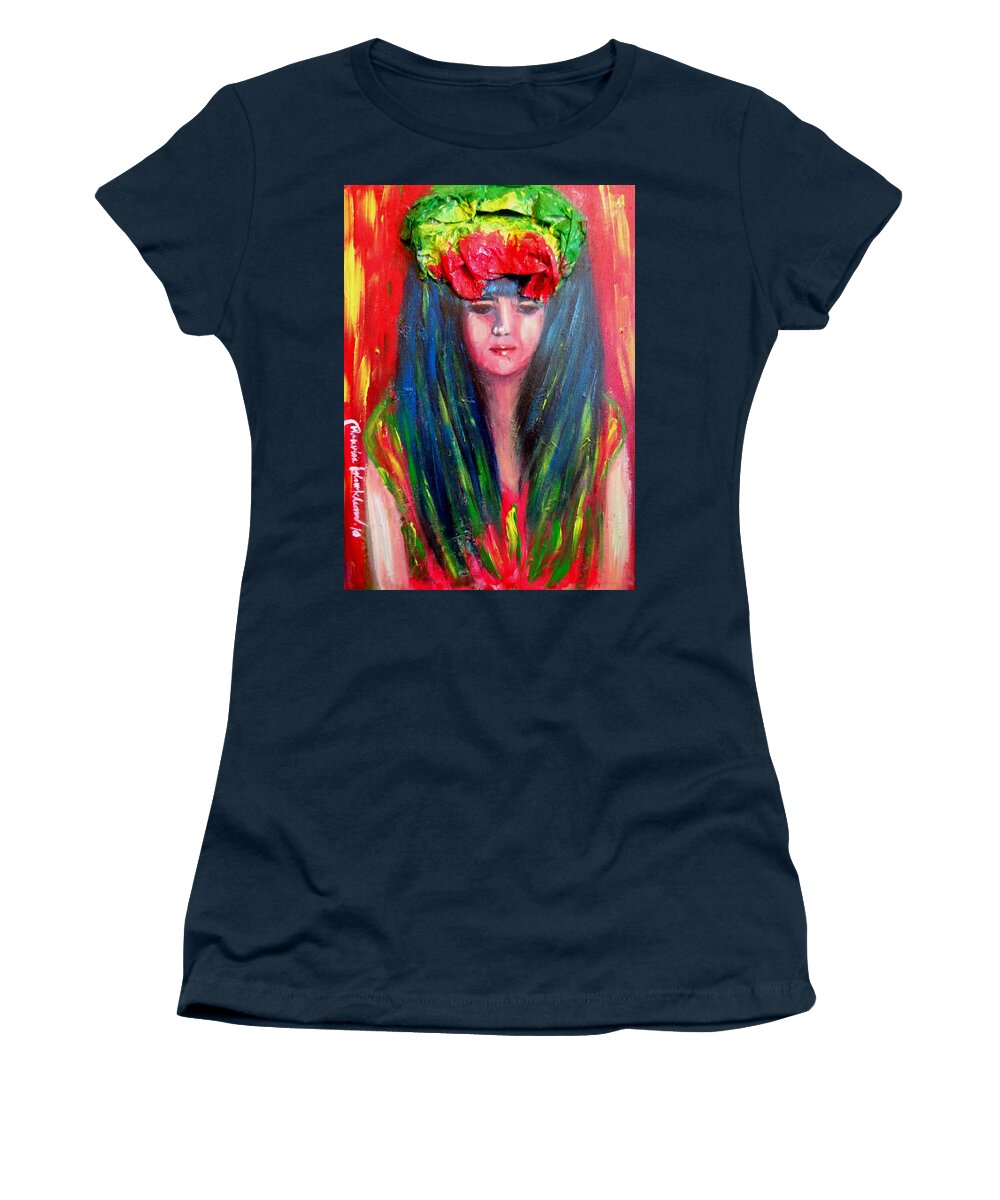  Women's T-Shirt featuring the painting Rasta girl #1 by Wanvisa Klawklean