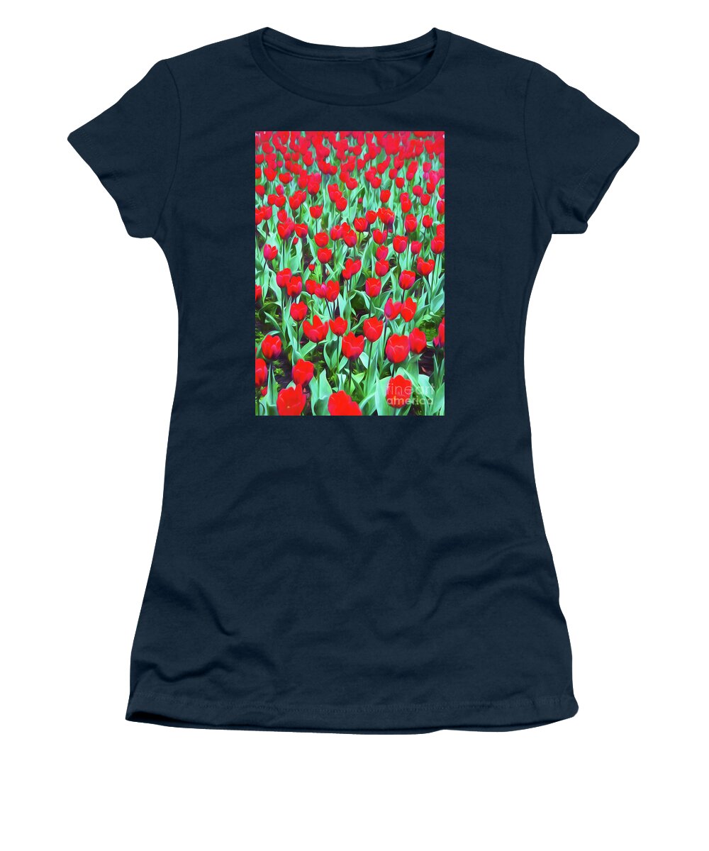 Red Tulips Women's T-Shirt featuring the photograph Red tulips #1 by Sheila Smart Fine Art Photography