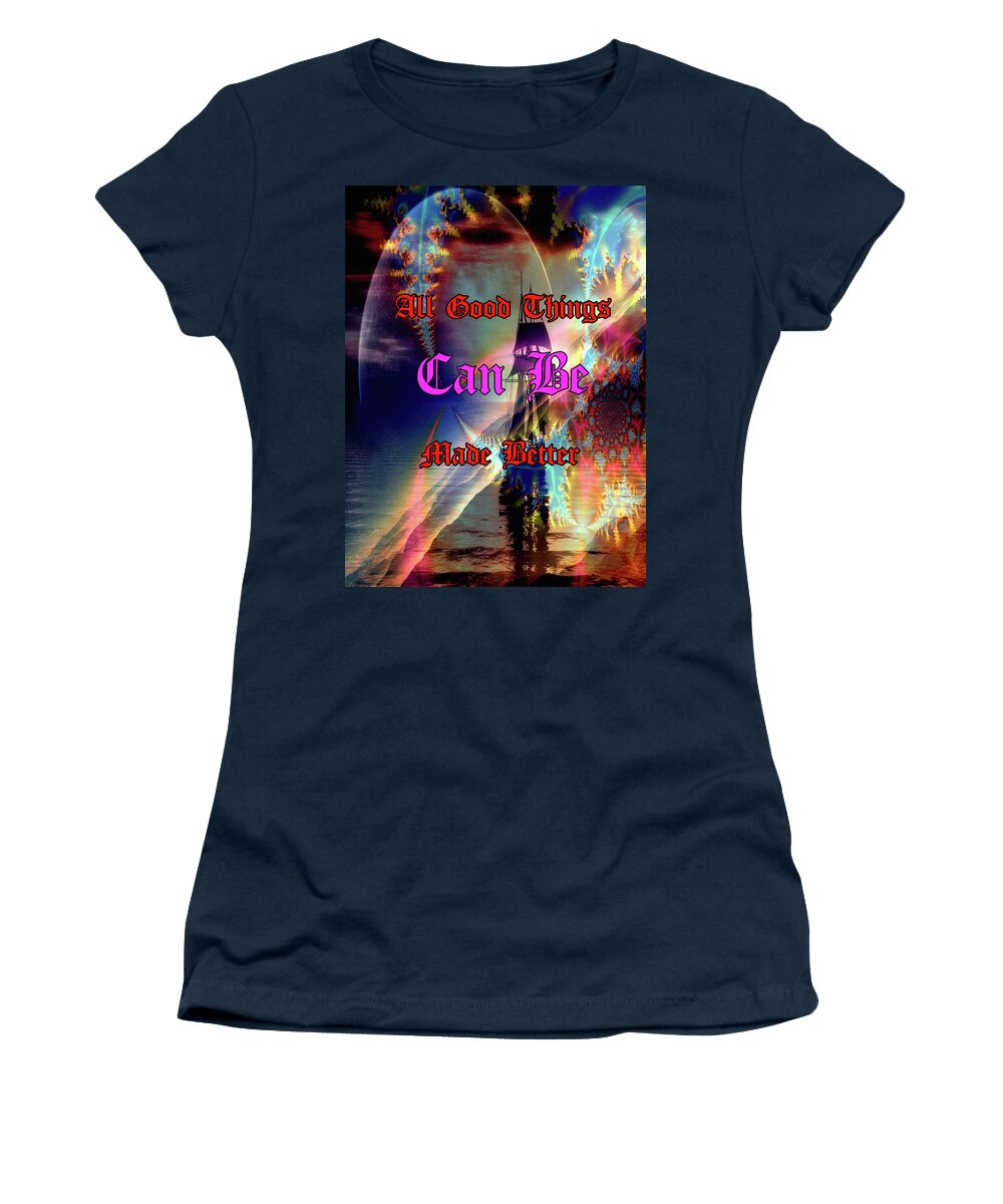 Greeting Cards Women's T-Shirt featuring the digital art Sailing through time #1 by Mitchell Watrous