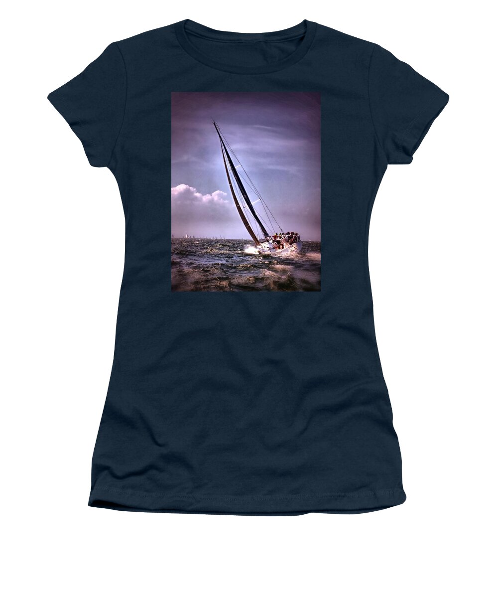 Cape Cod Women's T-Shirt featuring the photograph Sailing to Nantucket 003 by Bruce Gannon