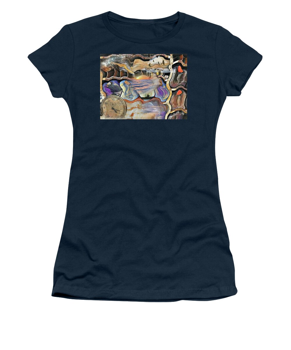Marine Women's T-Shirt featuring the mixed media Seaview #1 by Susanne Baumann