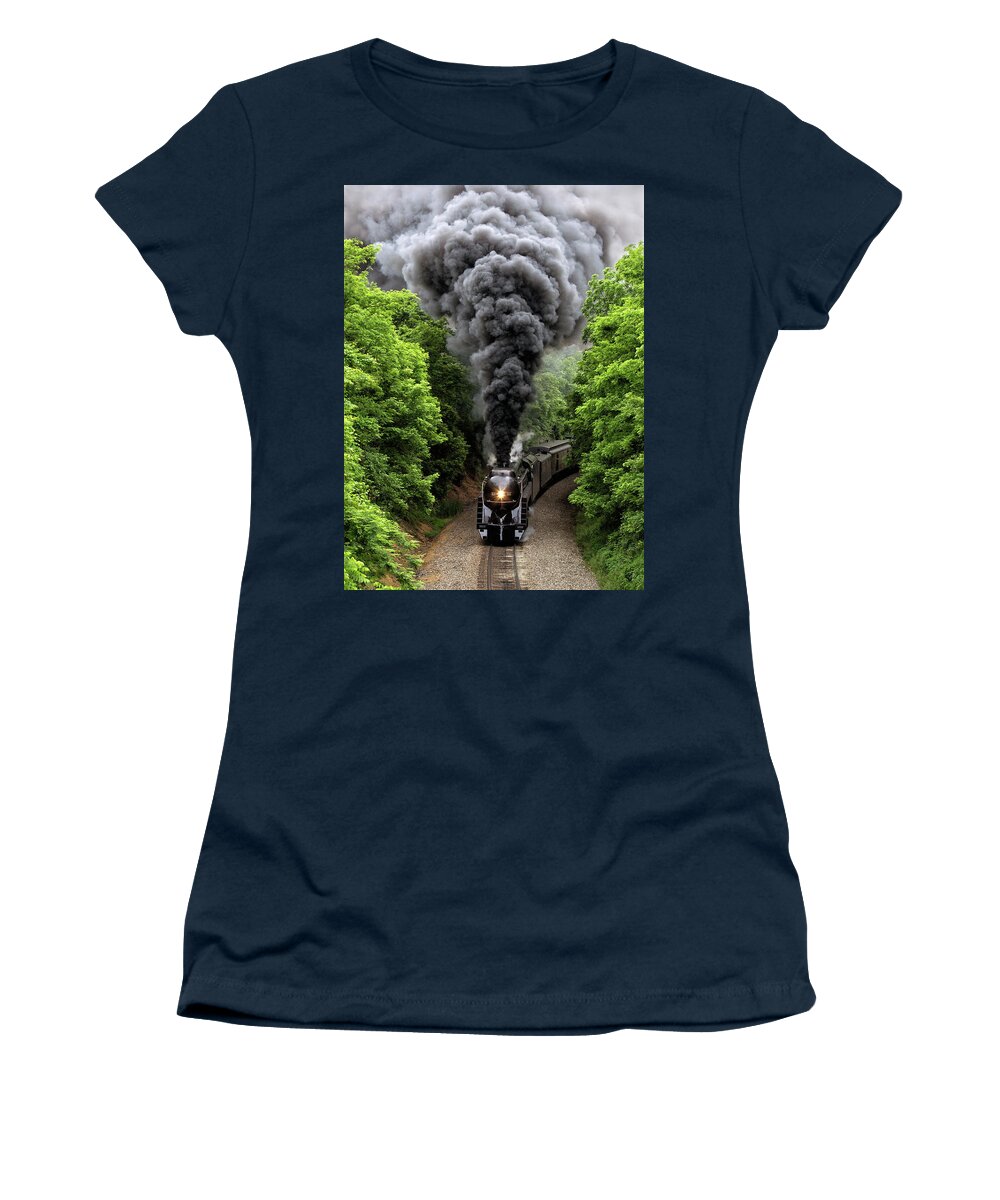 Steam Engine Women's T-Shirt featuring the photograph Steaming by Art Cole