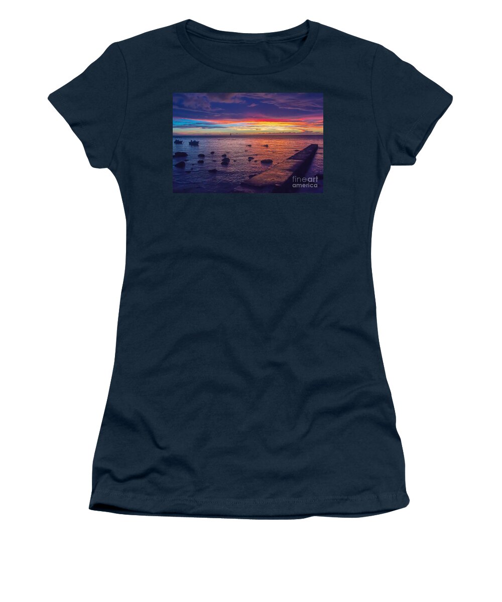 Sunset Women's T-Shirt featuring the photograph Sunset at Mauritius by Amanda Mohler