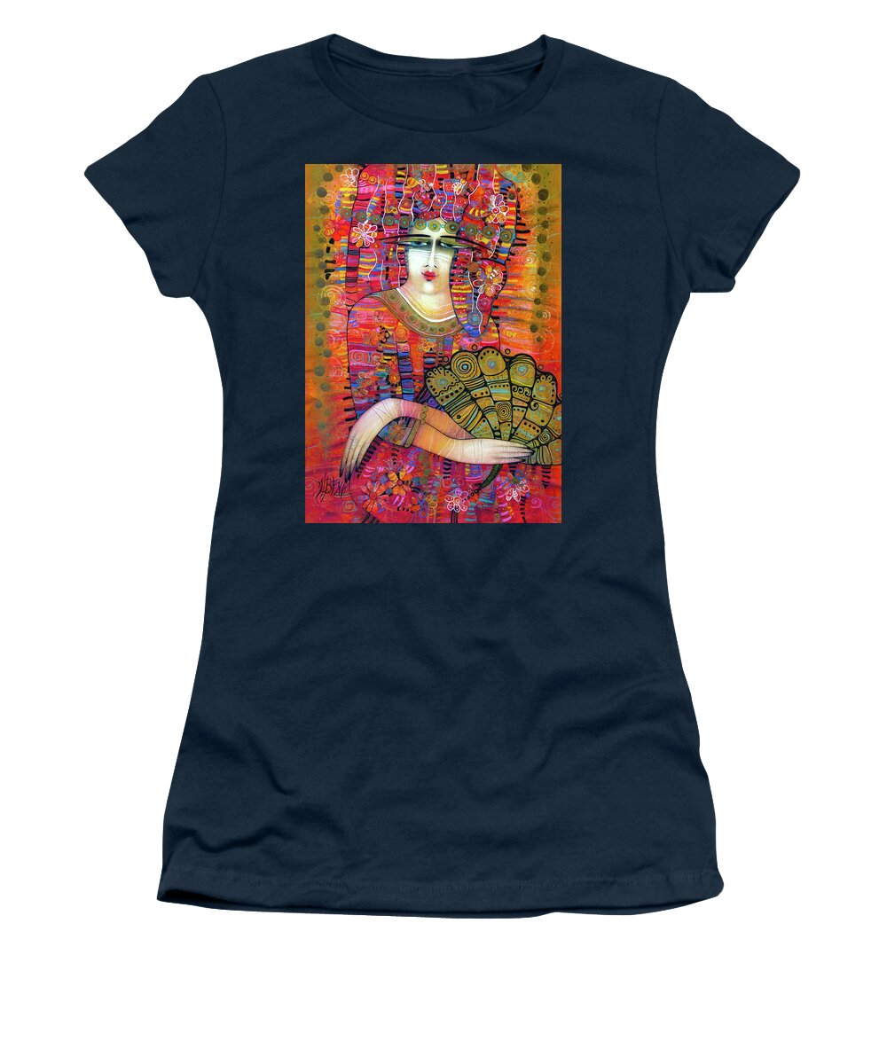 Albena Women's T-Shirt featuring the painting The fan #1 by Albena Vatcheva