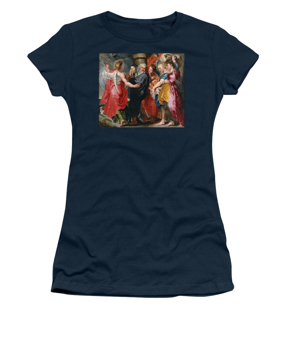 Jacob Jordaens Women's T-Shirt featuring the painting The Flight of Lot and His Family from Sodom #5 by Jacob Jordaens