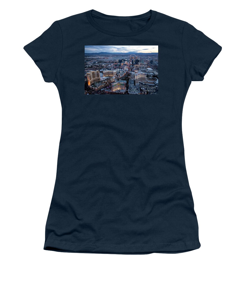 Las Vegas Women's T-Shirt featuring the photograph The Strip at night, Las Vegas by PhotoStock-Israel