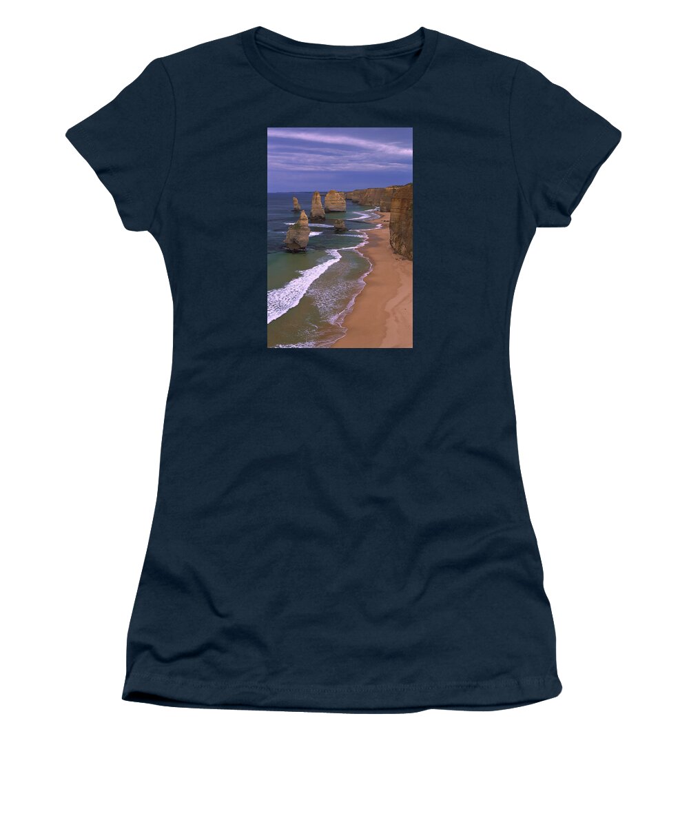 Mp Women's T-Shirt featuring the photograph Twelve Apostles Limestone Cliffs, Port #2 by Konrad Wothe