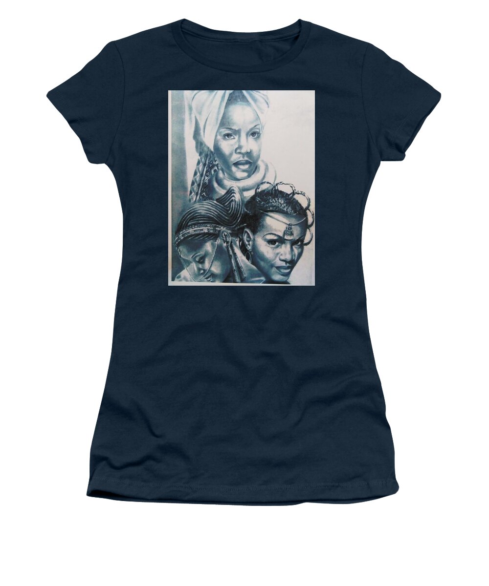 Black Art Women's T-Shirt featuring the drawing Untitled 1 by Esilent43gc