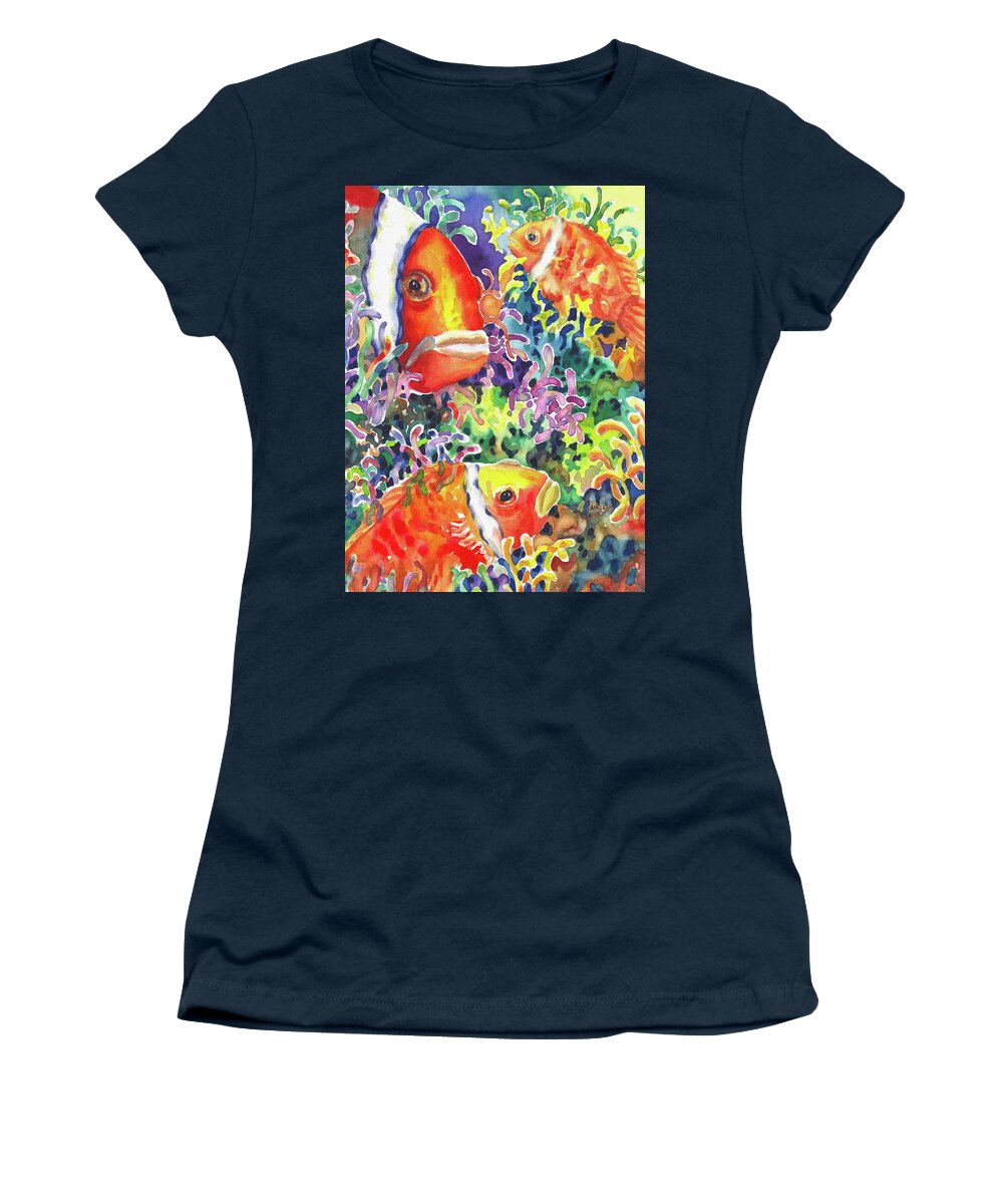 Watercolor Women's T-Shirt featuring the painting Where's Nemo I #1 by Ann Nicholson