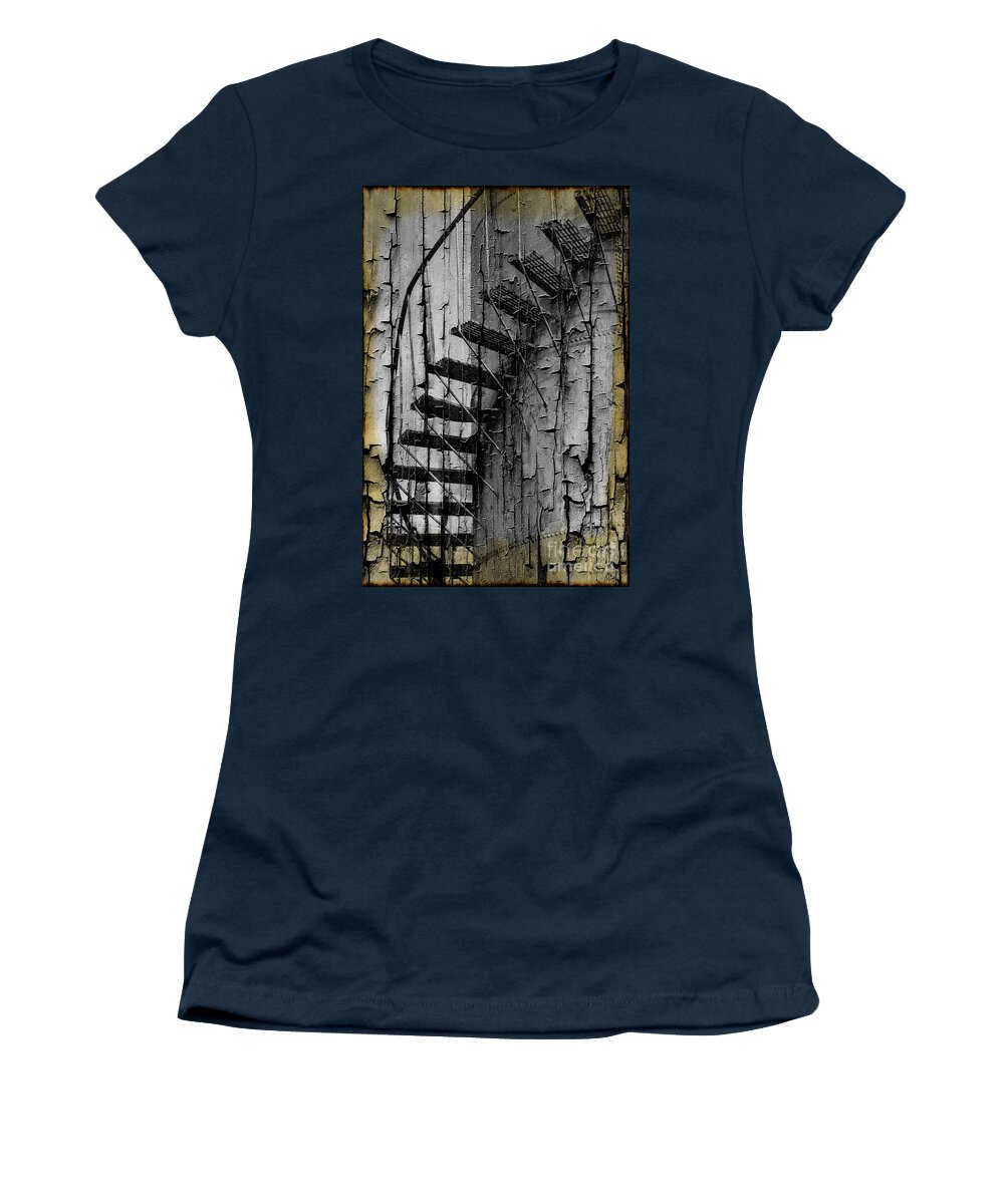 Aging Women's T-Shirt featuring the photograph Gasoline Storage Tank with Staircase #10 by Jim Corwin