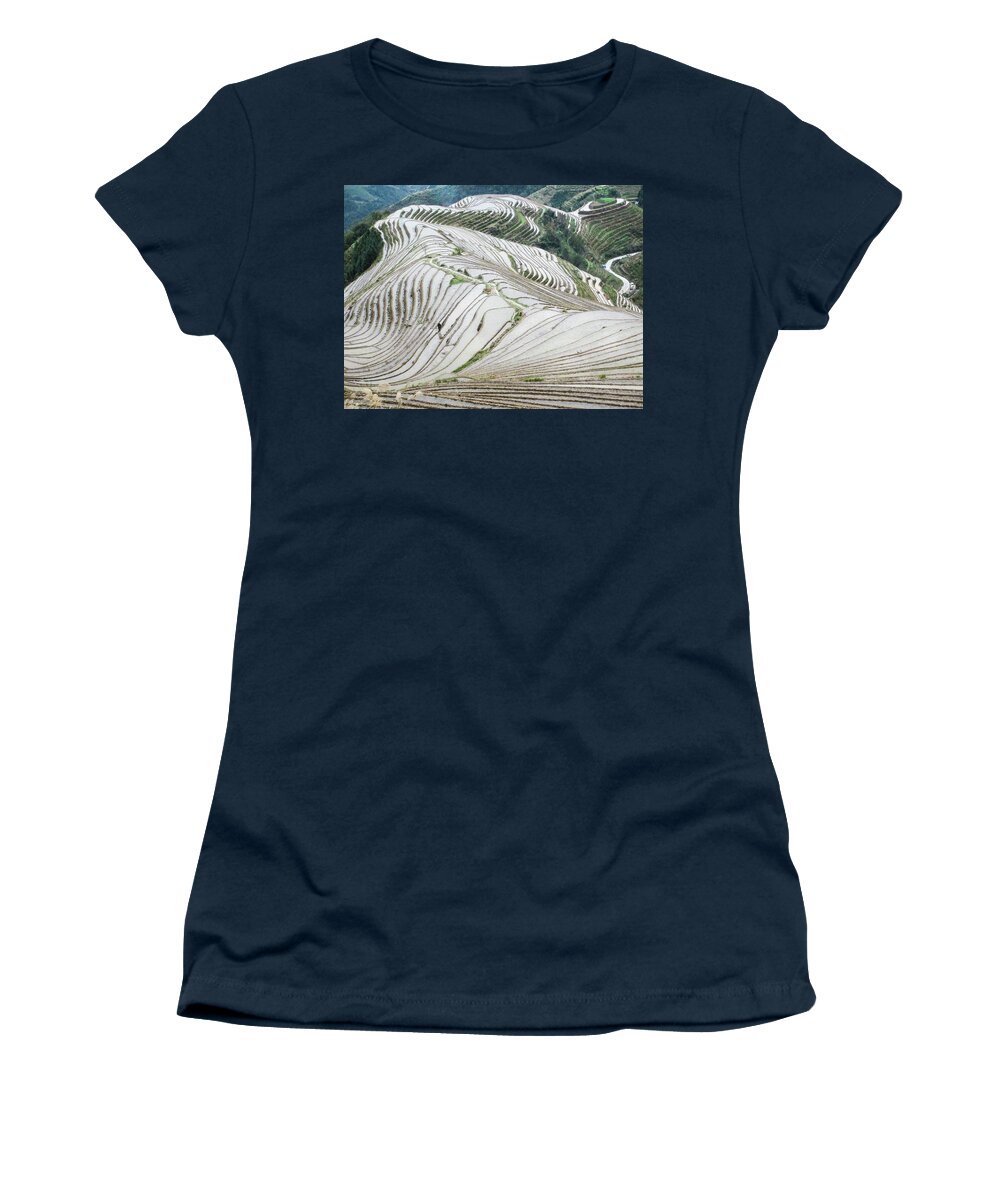 Scene Women's T-Shirt featuring the photograph Terrace fields scenery in spring #10 by Carl Ning