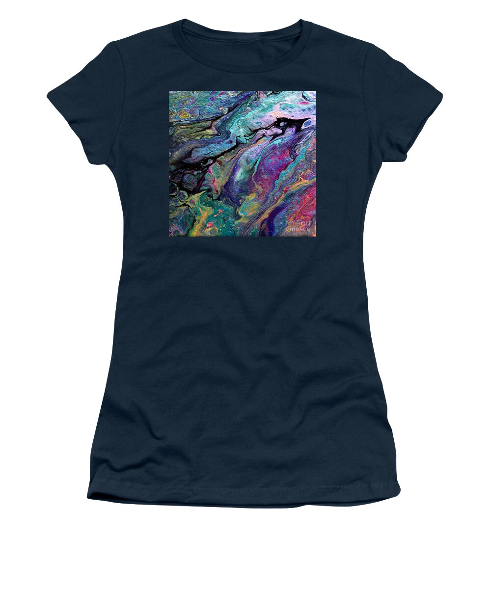 Seductive Chic Etherial Shimmering Subtly-vibrant Dramatic Colorful Original Organic Sultry Sensuous Delicious Abstract Lovley Women's T-Shirt featuring the painting #1260 #1260 by Priscilla Batzell Expressionist Art Studio Gallery