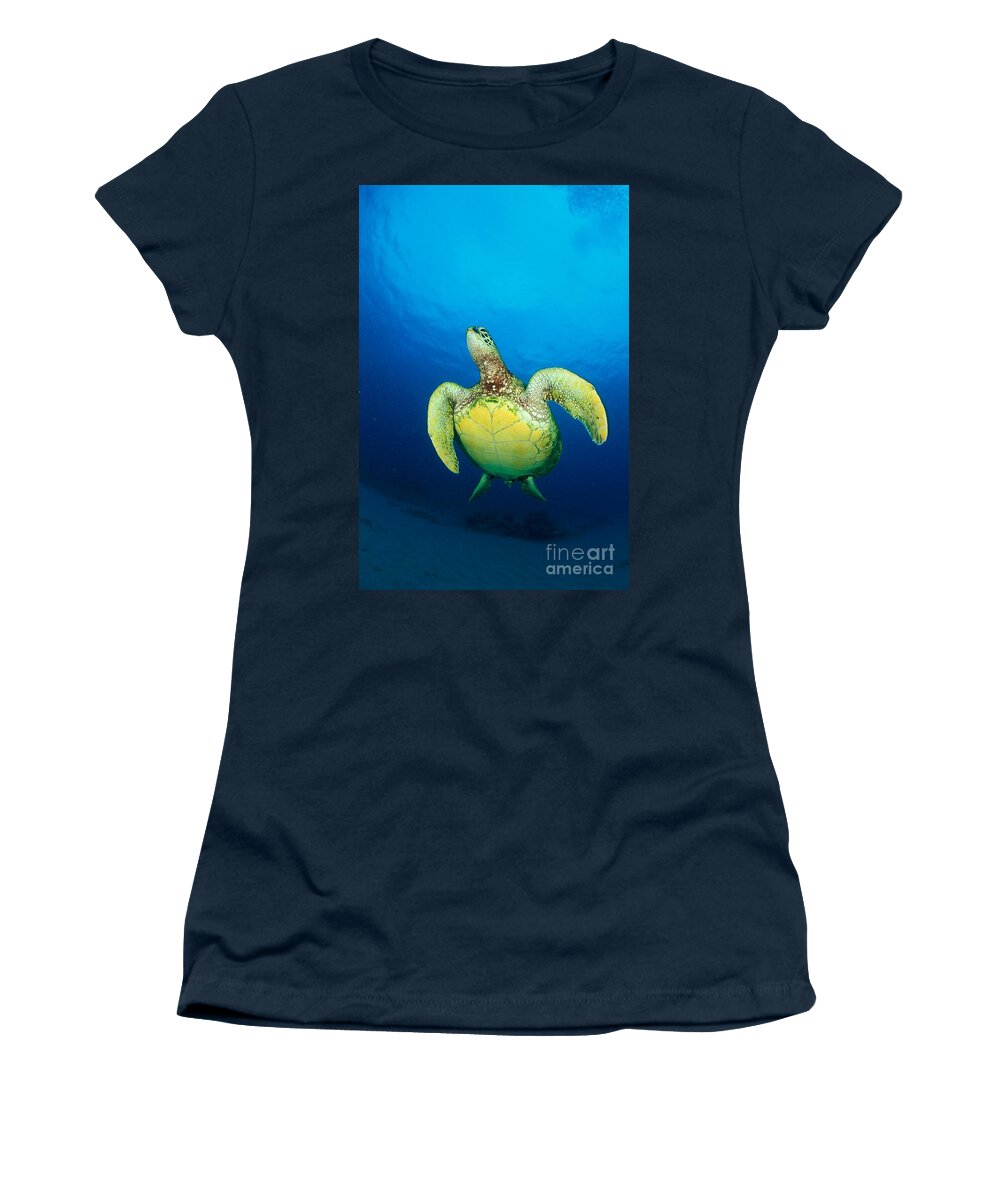 Animal Art Women's T-Shirt featuring the photograph Hawaii, Green Sea Turtle #13 by Dave Fleetham - Printscapes