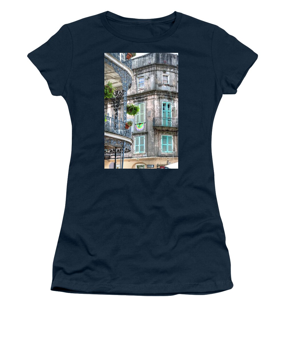 French Women's T-Shirt featuring the photograph 1358 French Quarter Balconies by Steve Sturgill
