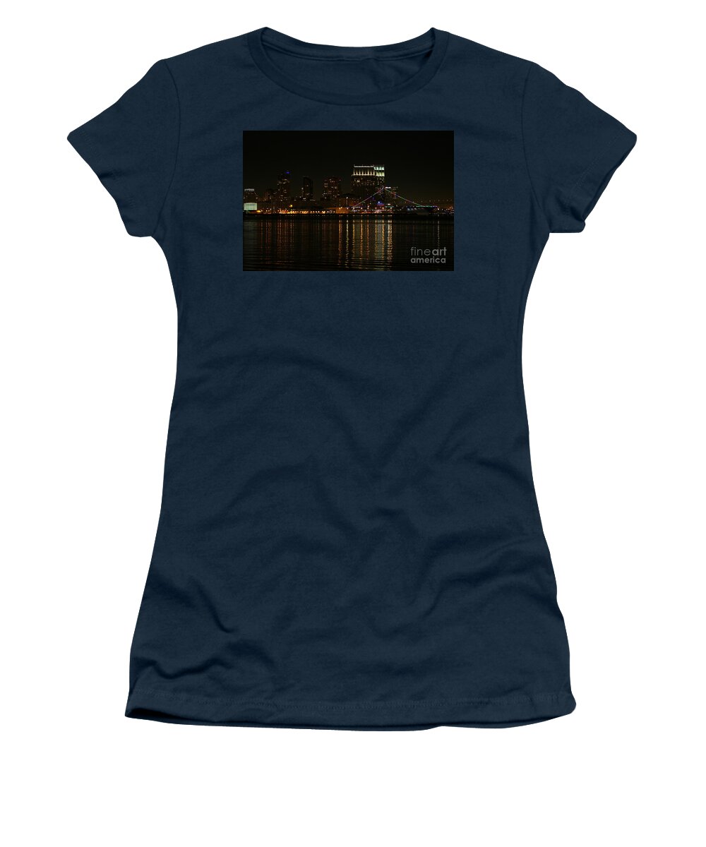 San Diego Women's T-Shirt featuring the photograph San Diego Skyline Night #14 by Henrik Lehnerer