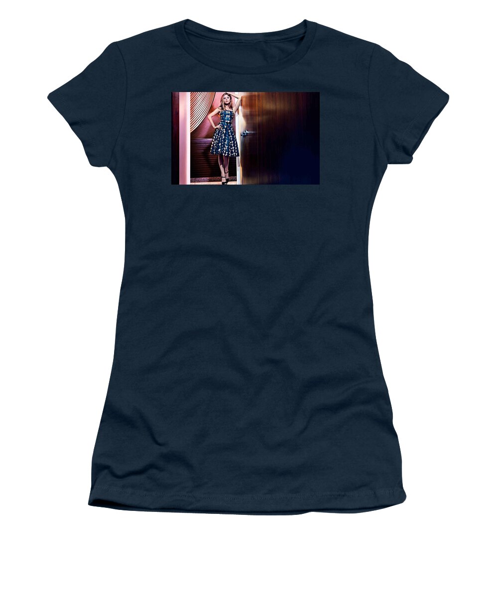 Scarlett Johansson Women's T-Shirt featuring the photograph Scarlett Johansson #17 by Jackie Russo