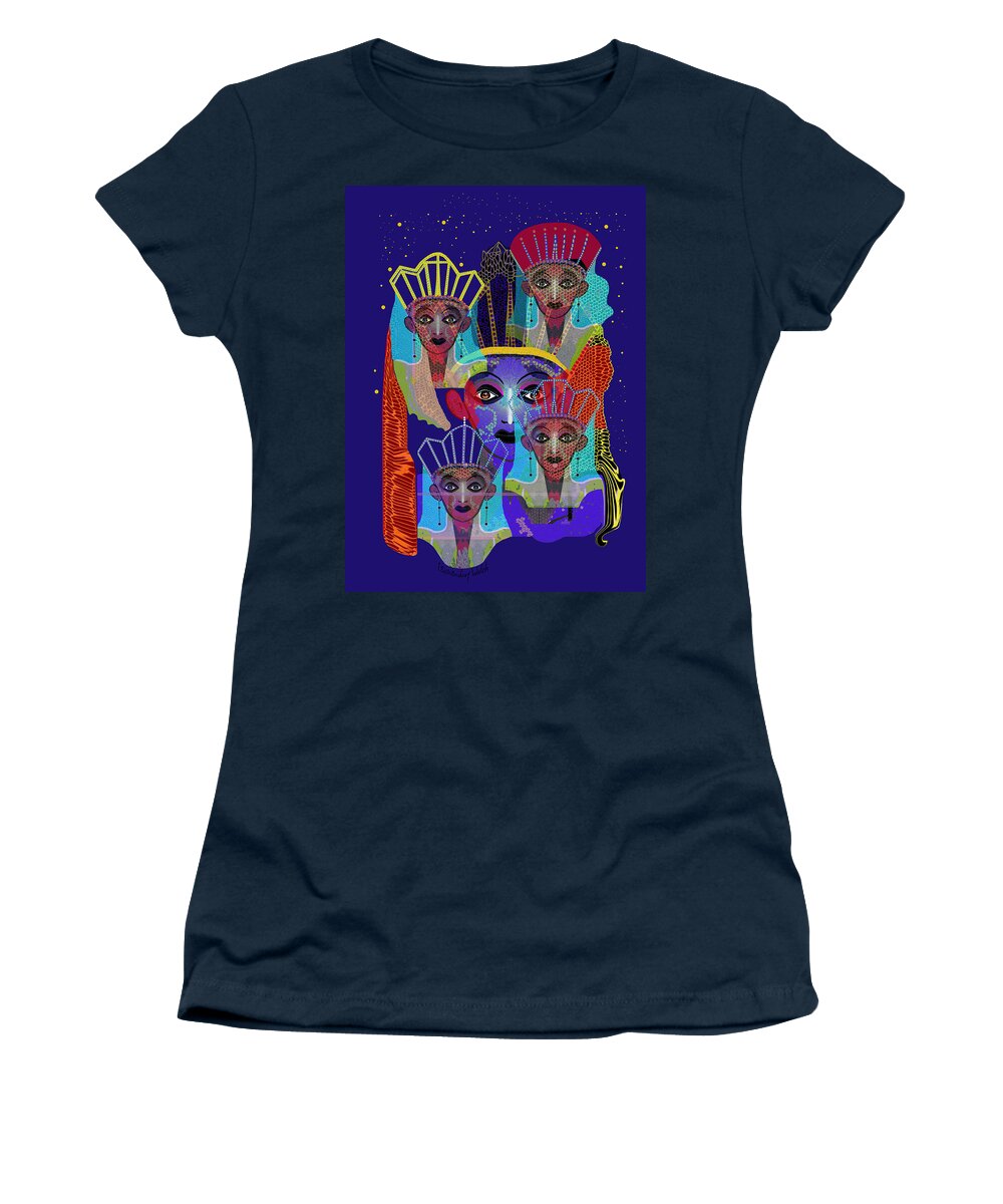 1801 Women's T-Shirt featuring the digital art 1801 - sibyllin Faces - 2017 by Irmgard Schoendorf Welch