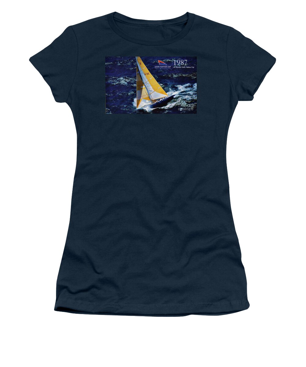 America Women's T-Shirt featuring the photograph 1987 America's Cup History by Chuck Kuhn