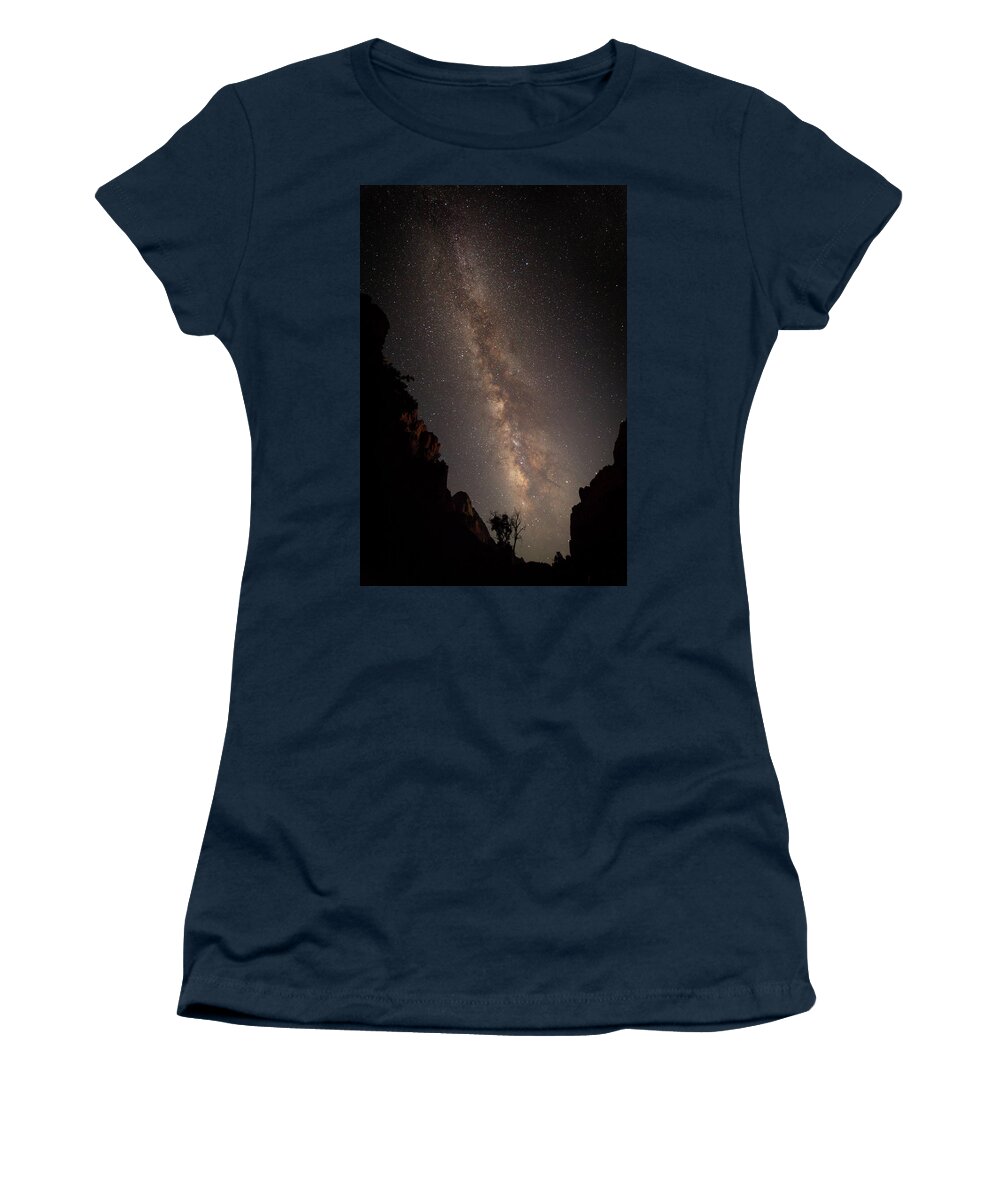 Milkyway Women's T-Shirt featuring the photograph A Dark Night In Zion Canyon #2 by David Watkins