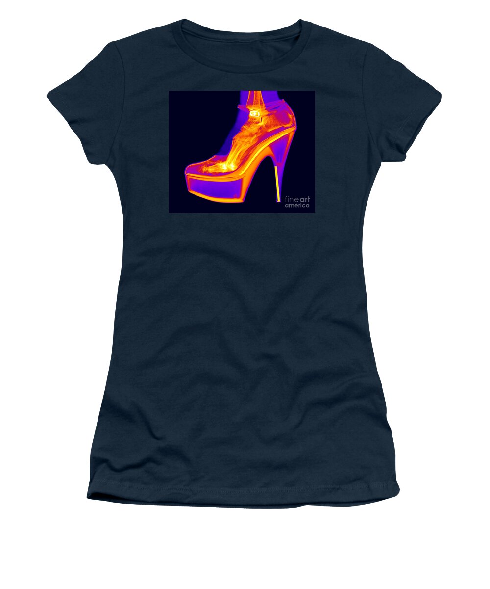 Shoe Women's T-Shirt featuring the photograph An X-ray Of A Foot In A High Heel Shoe #7 by Ted Kinsman