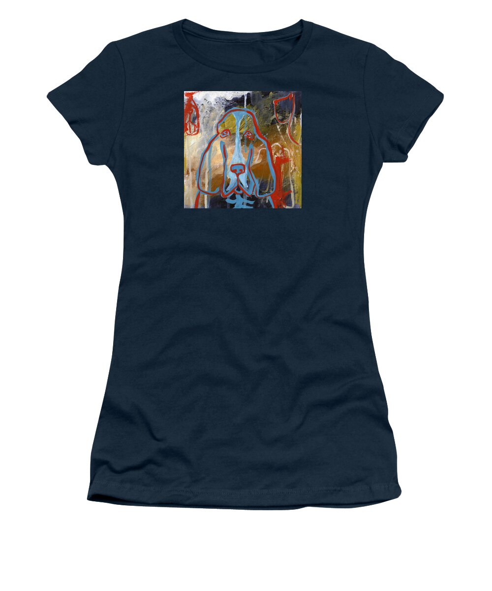 Basset Women's T-Shirt featuring the painting Basset hound #2 by Leanne WILKES