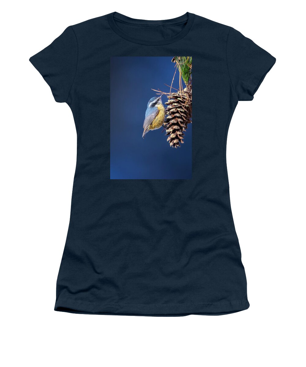 Adorable Women's T-Shirt featuring the photograph Black-capped Chickadee by Peter Lakomy
