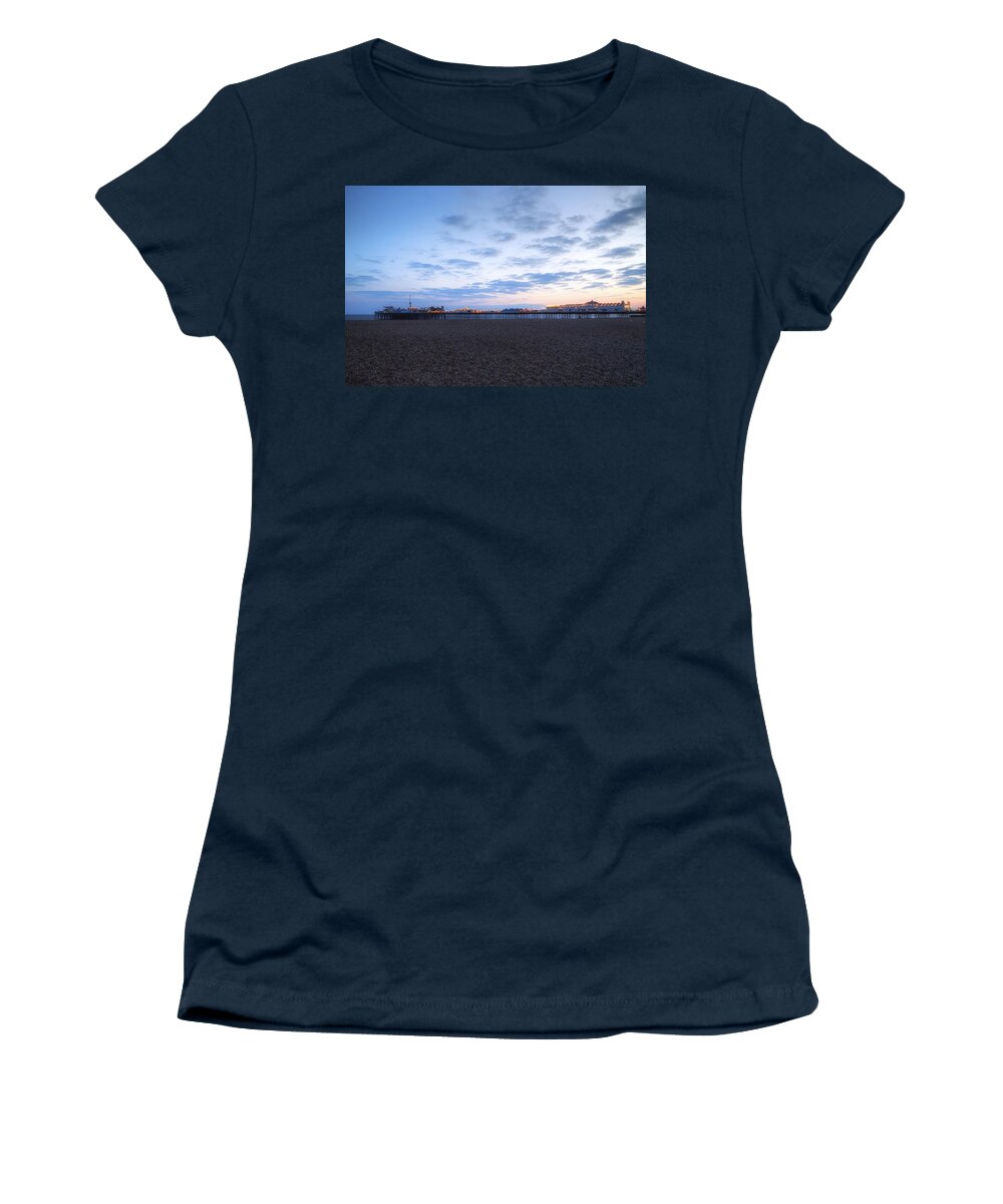 Brighton Pier Women's T-Shirt featuring the photograph Brighton at night #2 by Joana Kruse