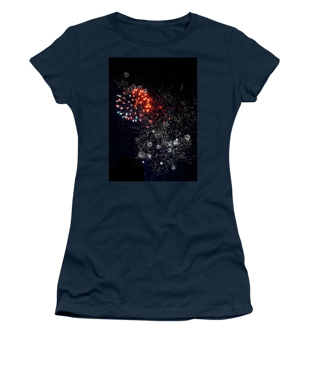 Night Women's T-Shirt featuring the photograph Fireworks3 by Doolittle Photography and Art