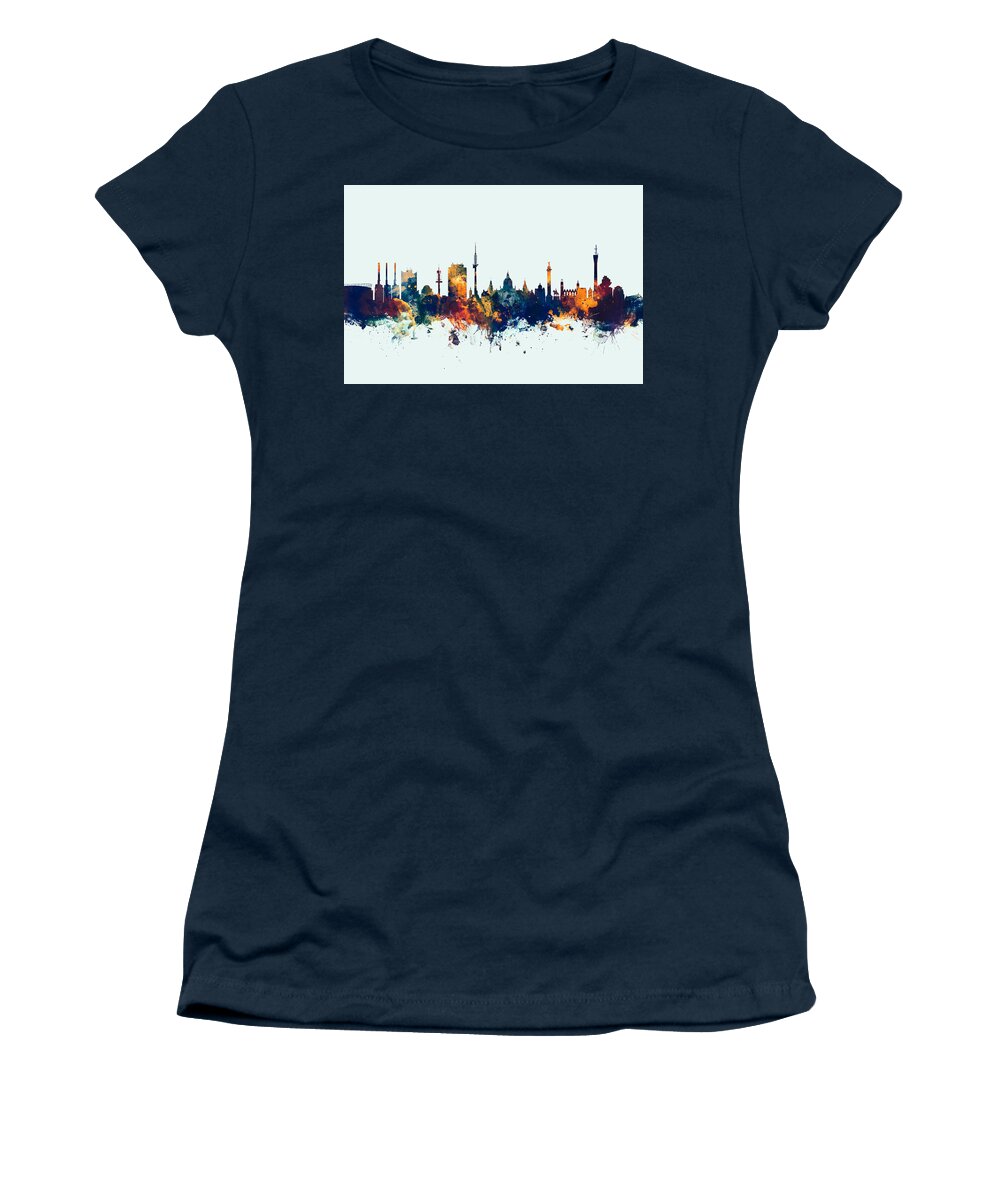 Hannover Women's T-Shirt featuring the digital art Hannover Germany Skyline #2 by Michael Tompsett