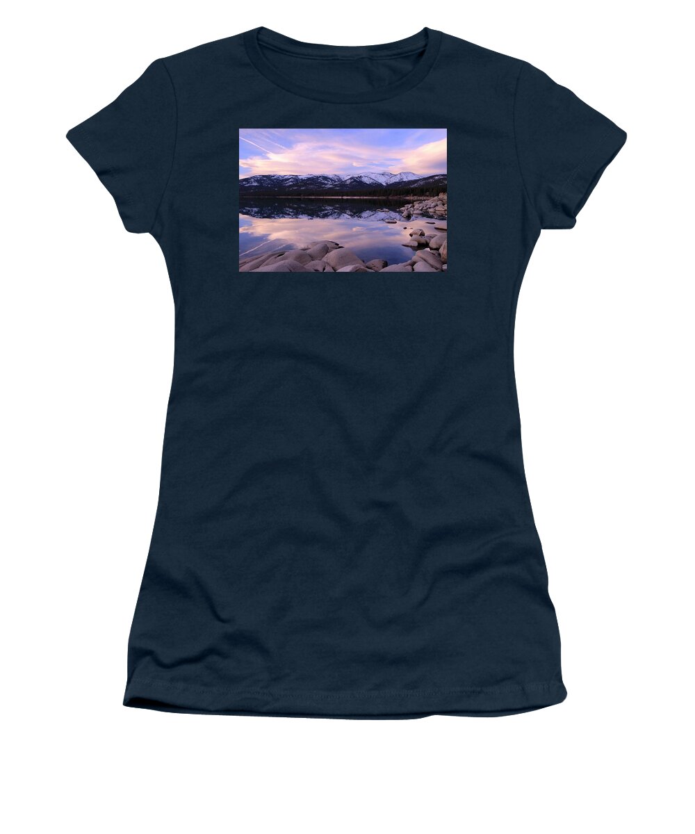 Sunset Women's T-Shirt featuring the photograph Lake Tahoe Rocks #4 by Sean Sarsfield