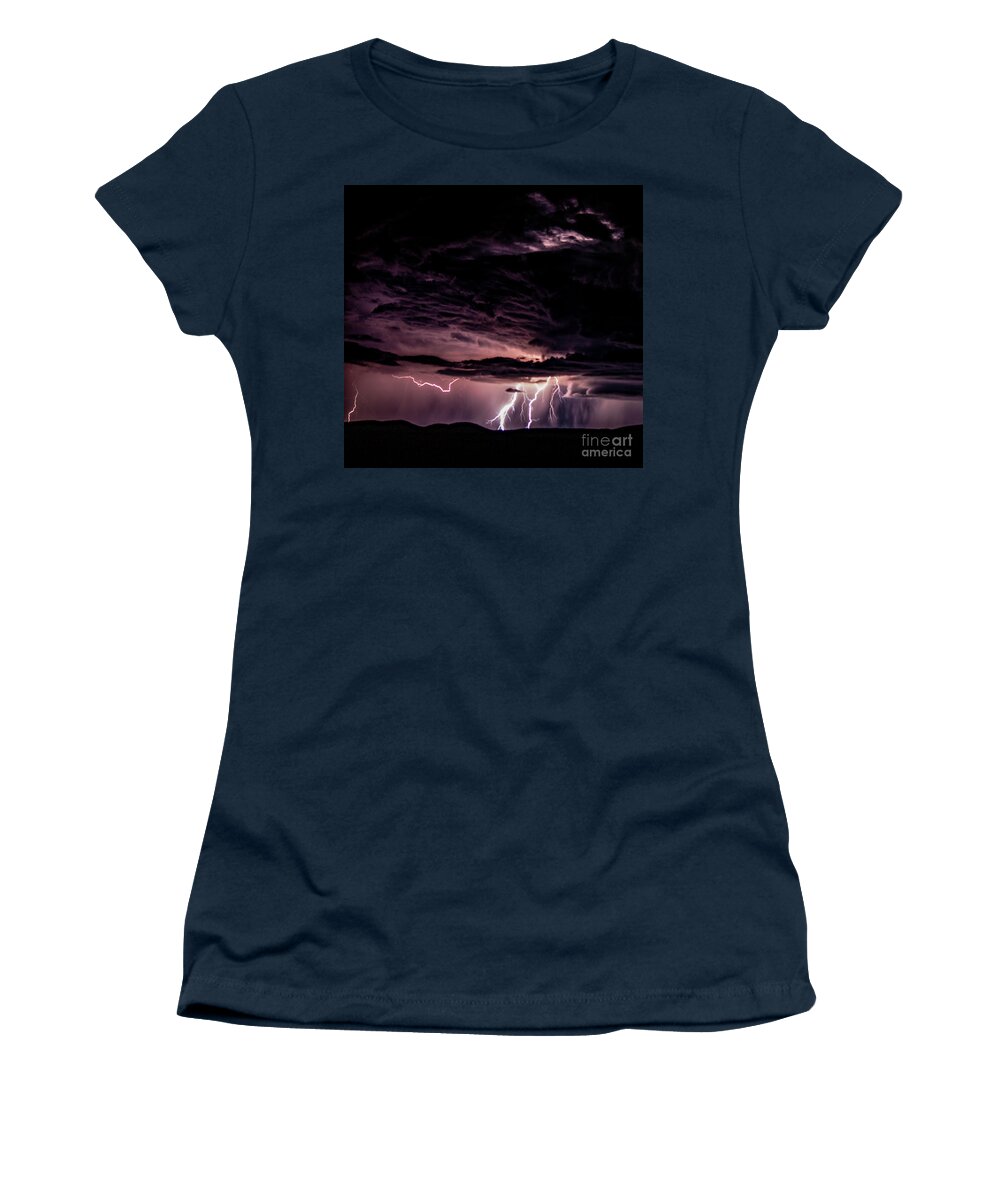 Lightning Women's T-Shirt featuring the photograph Lightning #6 by Mark Jackson