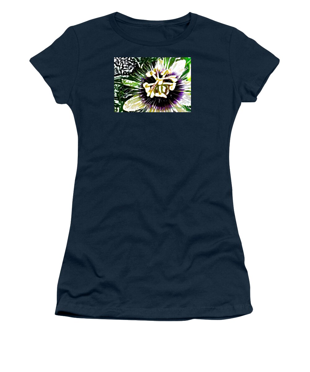 Passion Fruit Flower Women's T-Shirt featuring the digital art Passion Flower #1 by James Temple