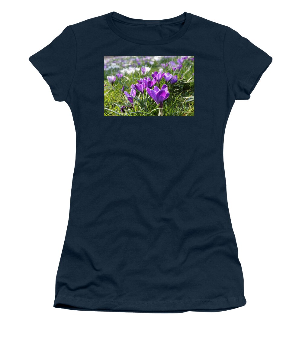 Spring Crocuses Women's T-Shirt featuring the photograph Spring crocuses #2 by Julia Gavin
