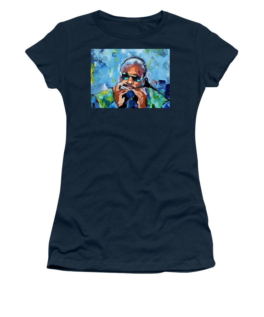 Stevie Wonder Women's T-Shirt featuring the painting Stevie Wonder #2 by Richard Day