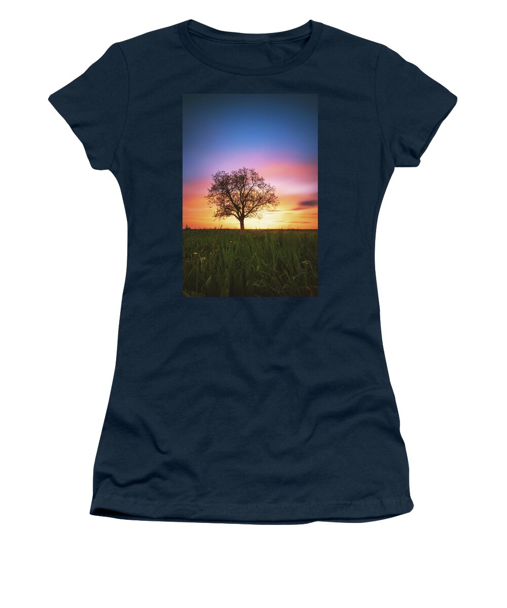 Tree Women's T-Shirt featuring the photograph Sunset #4 by Marc Braner