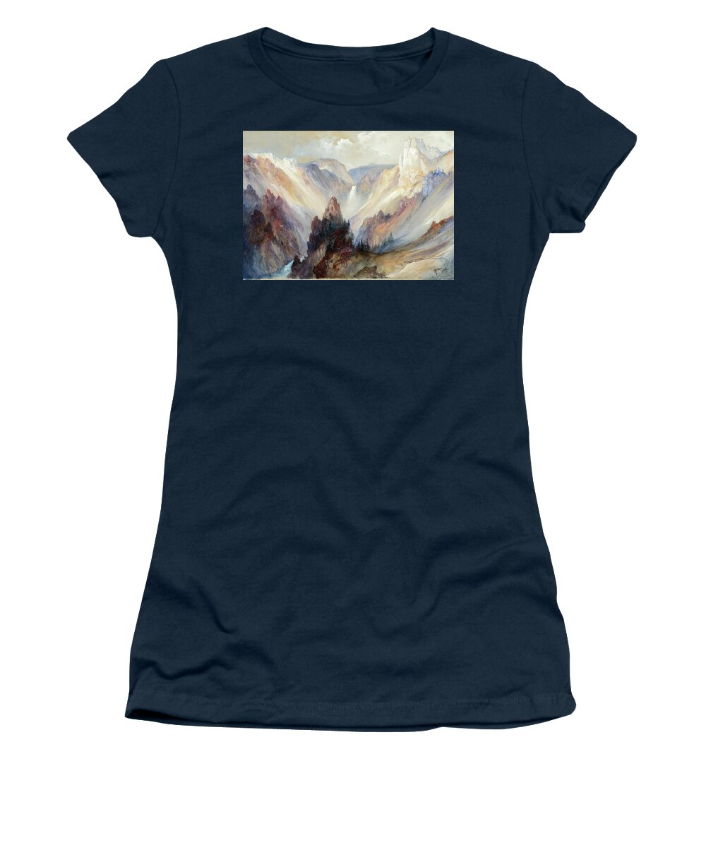 Thomas Moran Women's T-Shirt featuring the drawing The Grand Canyon of the Yellowstone #2 by Thomas Moran