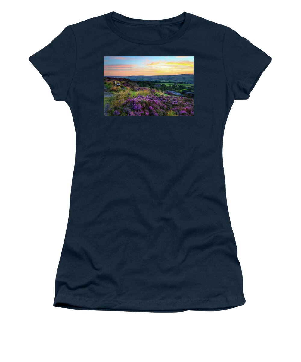 Flora Women's T-Shirt featuring the photograph Norland Moor Sunset #7 by Chris Smith