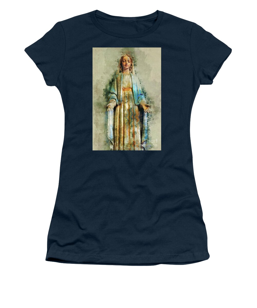 Religion Women's T-Shirt featuring the mixed media The Virgin Mary #2 by Ian Mitchell