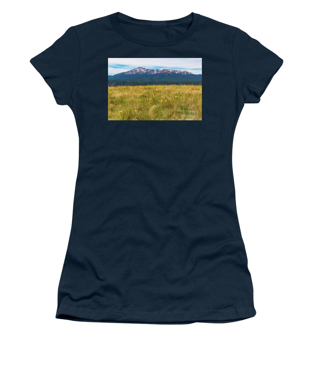 Wildflowers Women's T-Shirt featuring the photograph Wildflowers and Pikes Peak #2 by Steven Krull