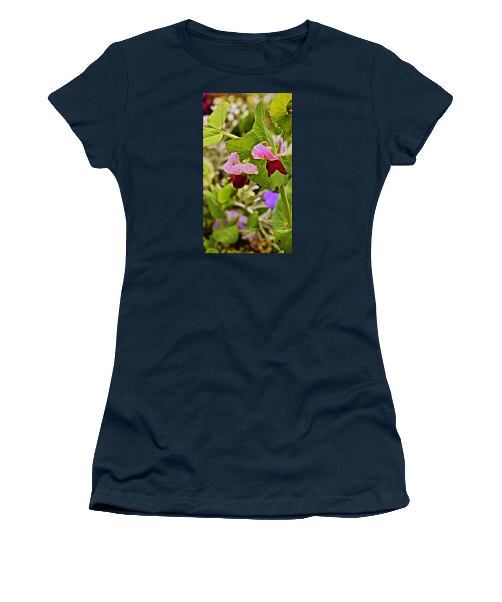 Sweet Peas Women's T-Shirt featuring the photograph 2015 Summer's Eve at the Garden Sweet Pea 2 by Janis Senungetuk