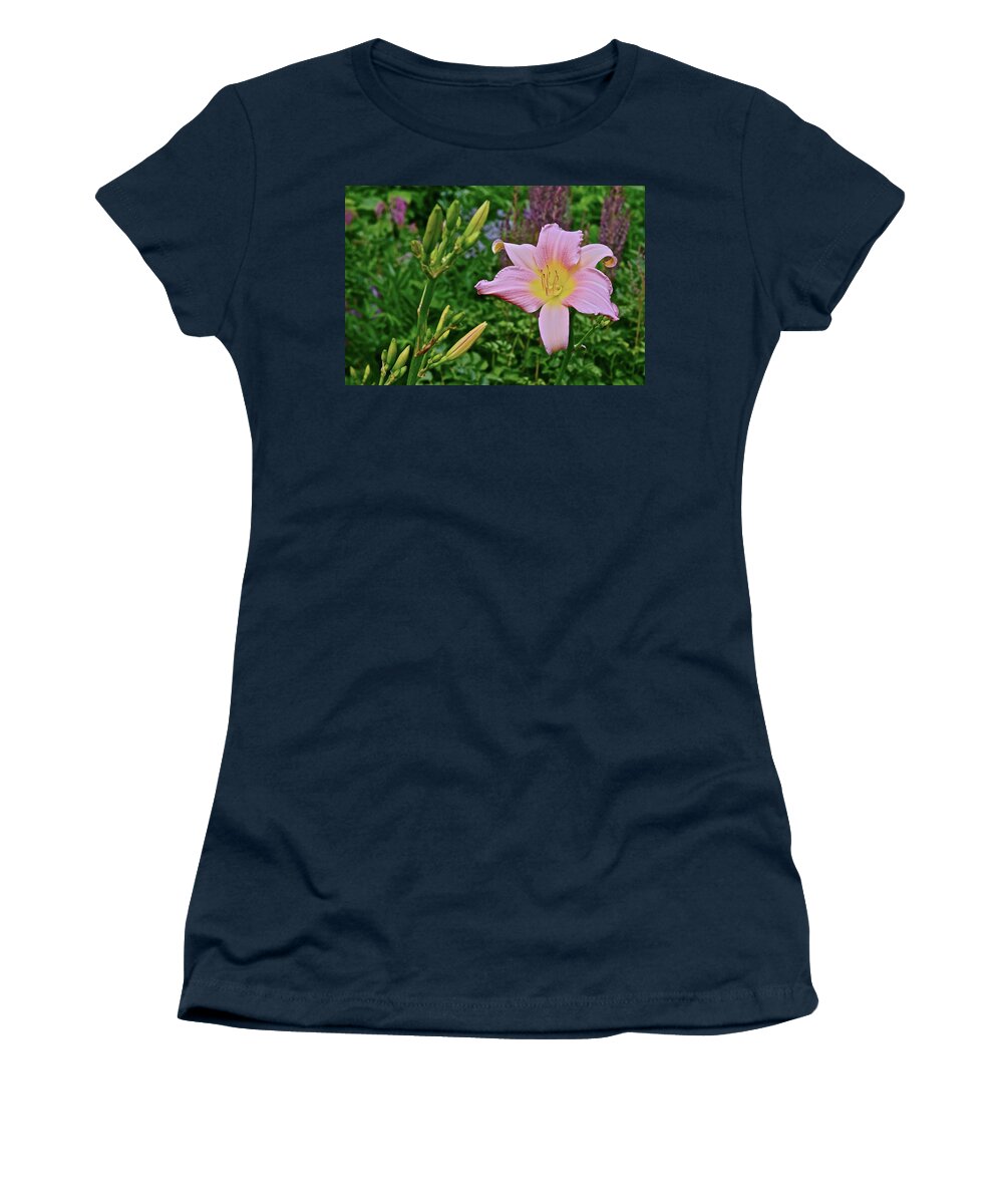 Daylily Women's T-Shirt featuring the photograph 2017 Early July at the Gardens Sunken Garden Daylily by Janis Senungetuk
