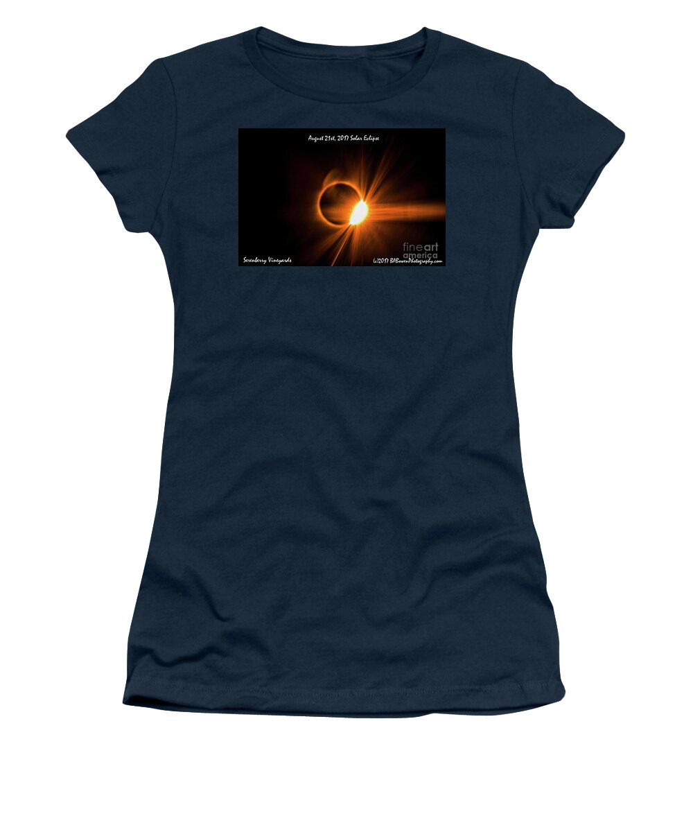 2017 Solar Eclipse Women's T-Shirt featuring the photograph 2017 Solar Eclipse - Diamond Ring by Barbara Bowen