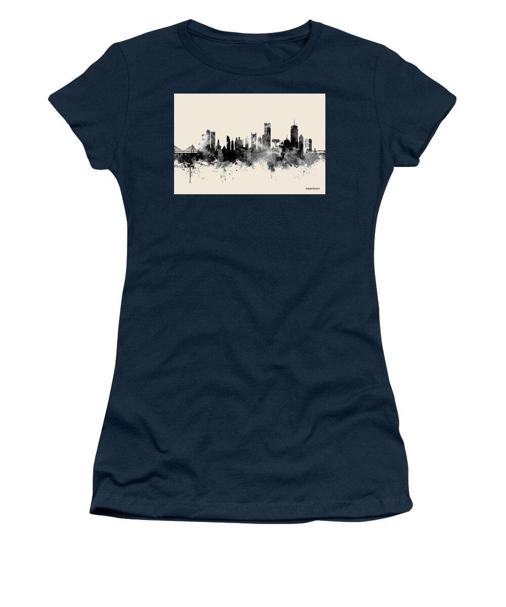 Boston Women's T-Shirt featuring the digital art Boston Massachusetts Skyline #23 by Michael Tompsett